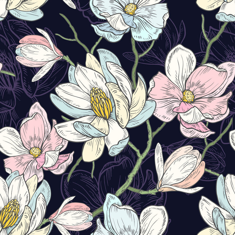 Dark Purple Wallpaper with Flowers