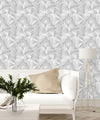 White Wallpaper with Plant's Leaves