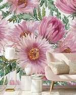 Stylish Modern Pink Asters Wallpaper