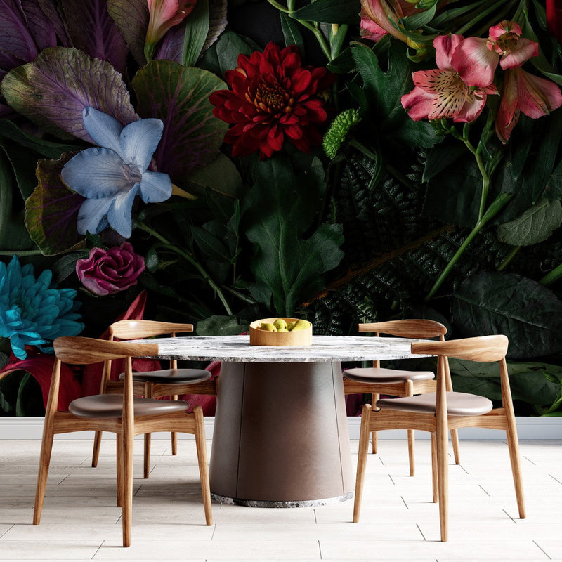 Stylish Dark Floral Contemporary Wallpaper