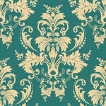 Teal Damask Pattern Wallpaper