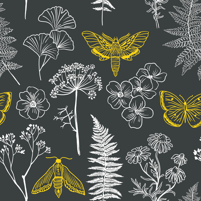Grey Wallpaper with Wildflowers