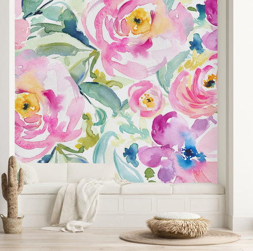 Watercolor Summer Flowers Wallpaper
