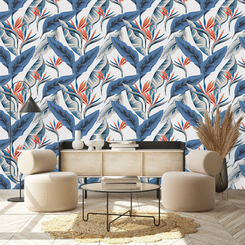 Blue Banana Leaves Wallpaper