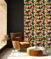 Dark Wallpaper with Flowers and Tangerines