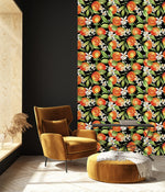 Dark Wallpaper with Flowers and Tangerines