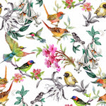 Tropical Summer Flowers and Exotic Birds Wallpaper