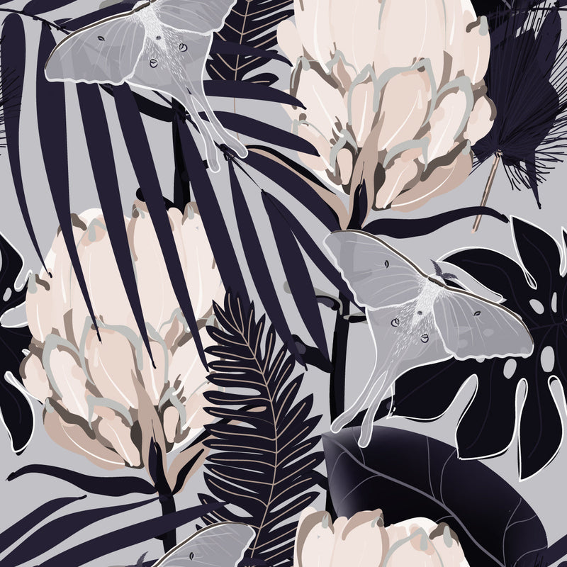 Beige Protea with Dark Leaves Wallpaper