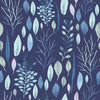 Dark Blue Wallpaper with Leaves and Trees