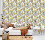 Contemporary Hares between Flowers Wallpaper Smart