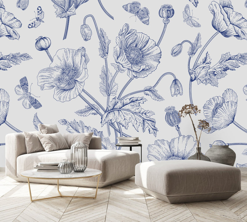 Blue Poppies Wallpaper