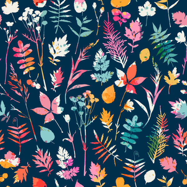 Contemporary Dark Blue Wallpaper with Flowers Chic