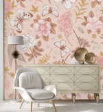 Pink Vintage Floral Wallpaper