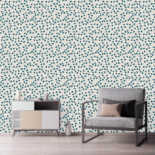 Blue Little Floral Pattern Wallpaper