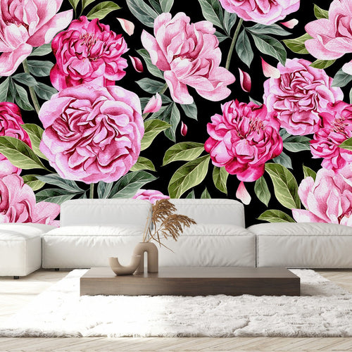 Elegant Brightly Pink Peonies Wallpaper