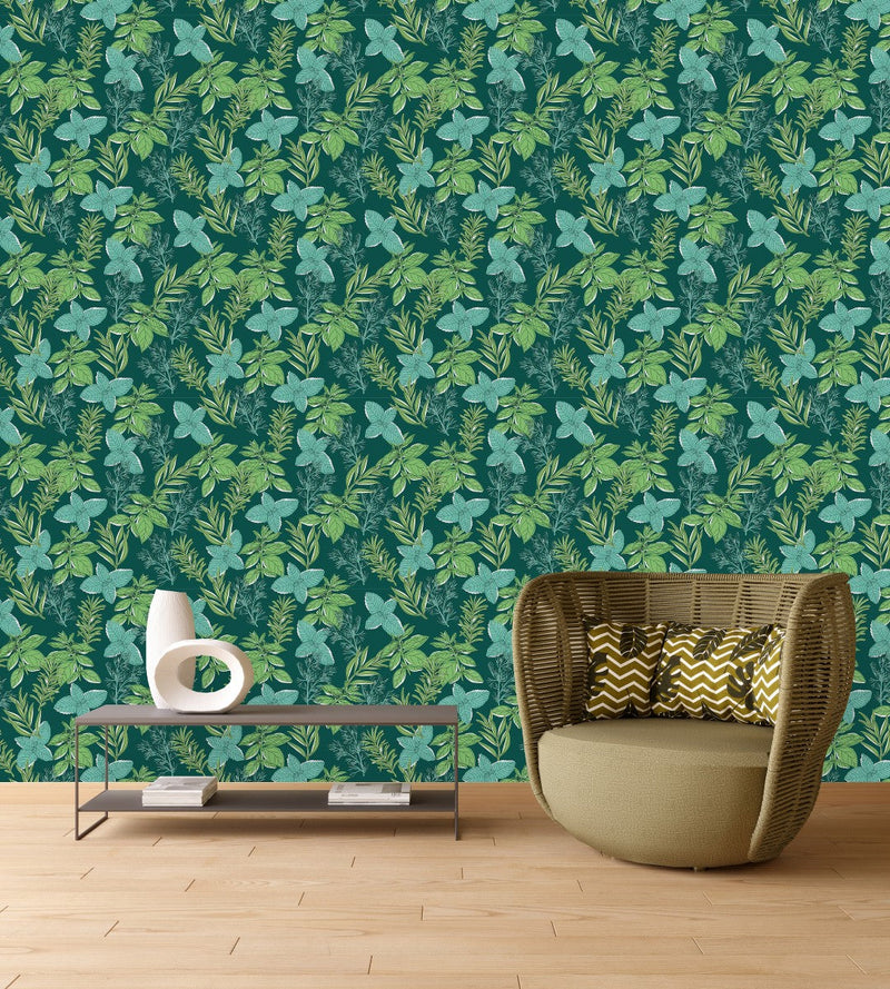 Fashionable Green Plants Wallpaper Vogue