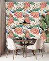 Peacocks and Flowers Wallpaper