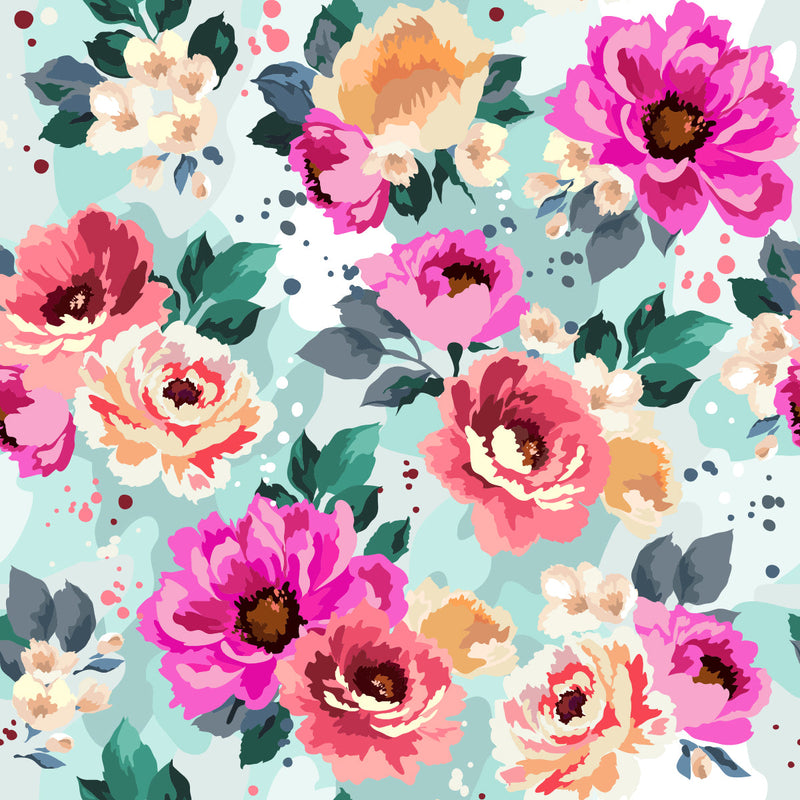 Contemporary Brightly Flowers Wallpaper Chic