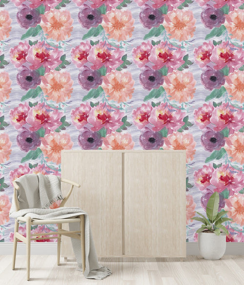 Contemporary Large Flowers Wallpaper Smart