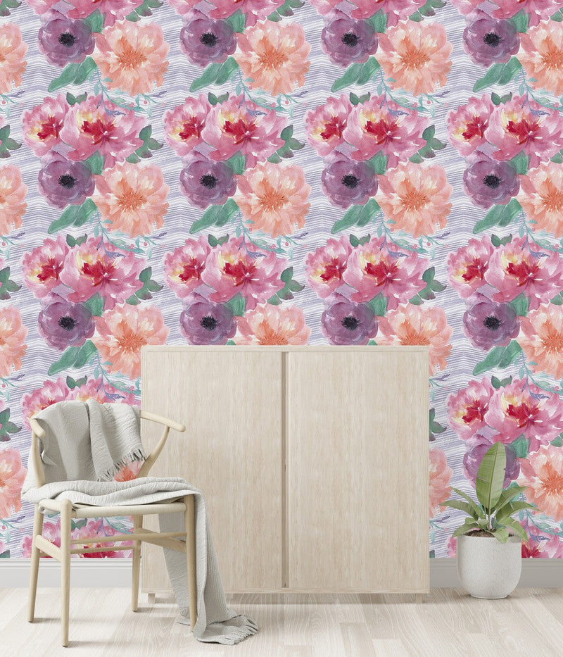 Contemporary Large Flowers Wallpaper Smart
