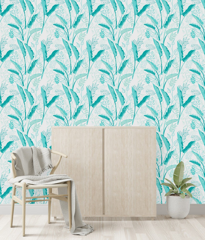Light Blue Leaves Wallpaper