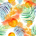 Oranges and Tropical leaves Wallpaper