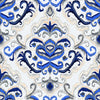 Beige and Blue Monogram Wallpaper
