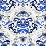 Beige and Blue Monogram Wallpaper