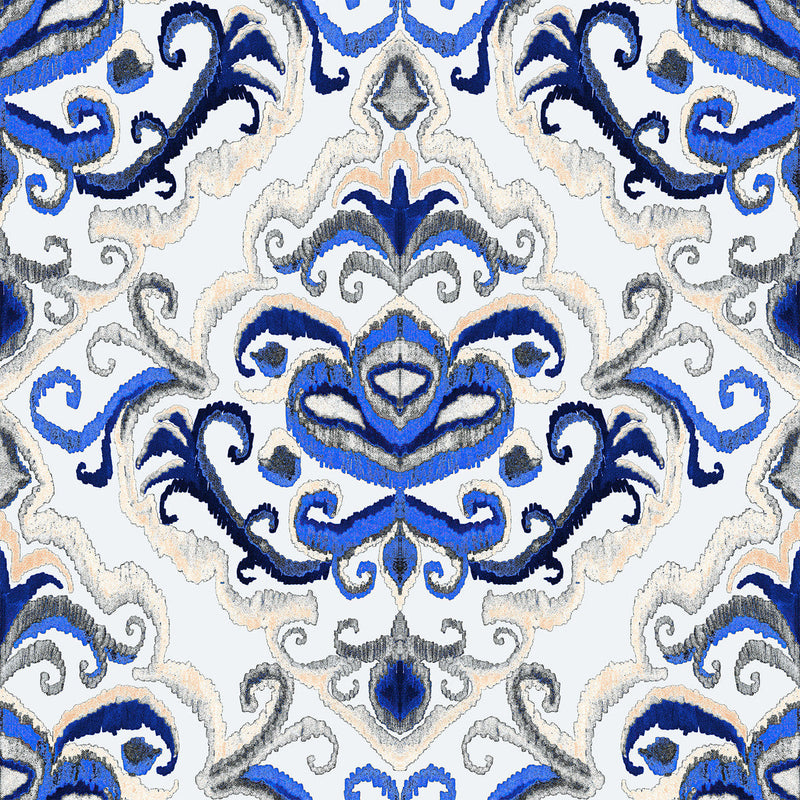 Beige and Blue Monogram Wallpaper