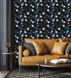 Modish Dark Wallpaper with Gentle Flowers Fashionable