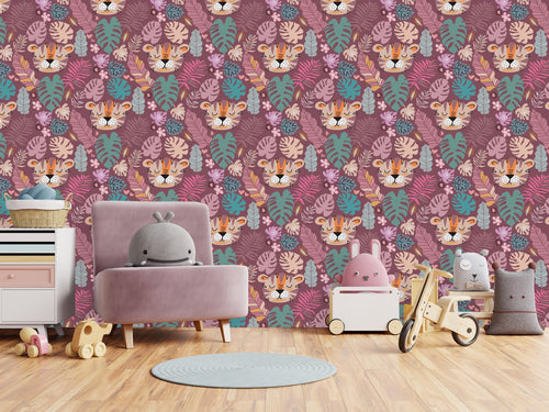 Fashionable Tigers Pattern Wallpaper