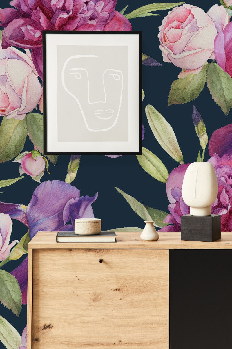 Peonies and Irises Wallpaper