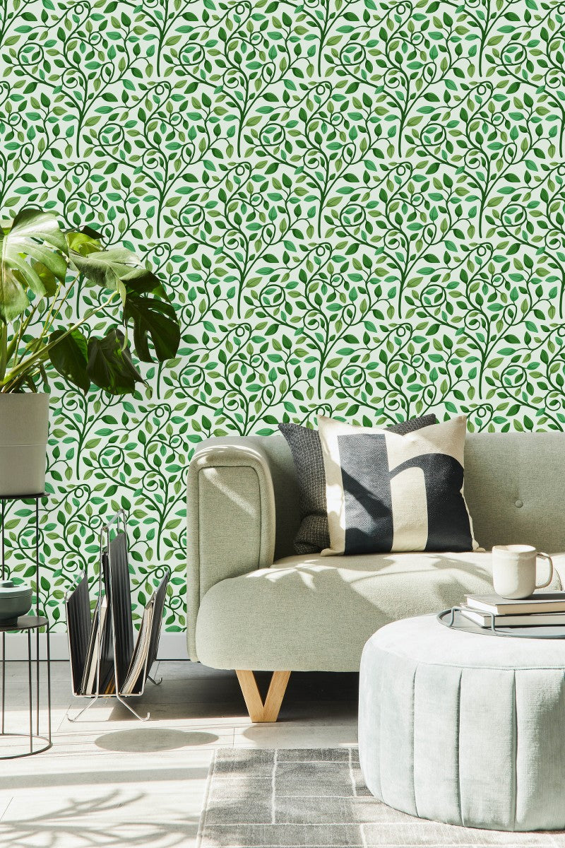 Stylish Green Leaves Wallpaper Tasteful