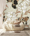 Modish Beige Floral Wallpaper Fashionable