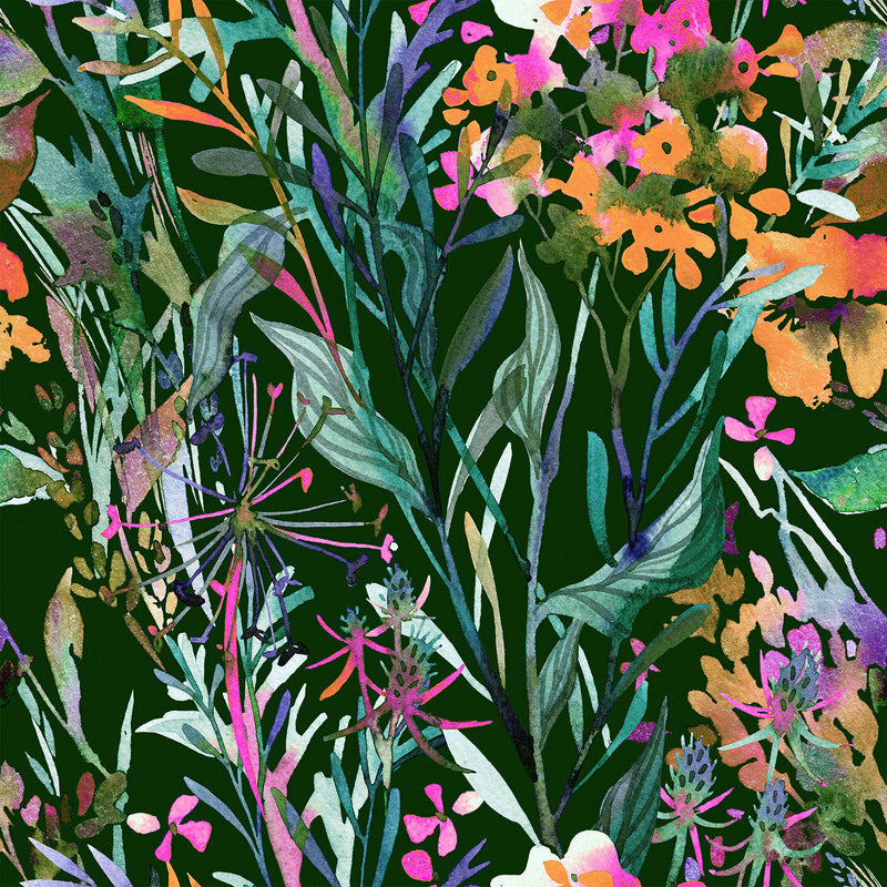 Dark Green Herbal Wallpaper