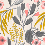 Pink Flowers and Grey Leaves Wallpaper