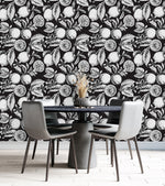 Black and White Lemon Pattern Wallpaper
