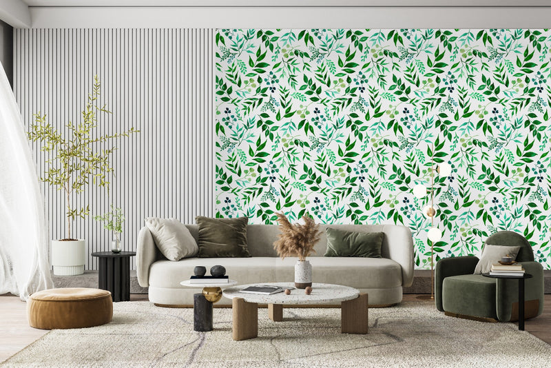 Fashionable Green Leaves Wallpaper Smart Quality