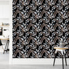 Modish Black Wallpaper with Leaves Tasteful