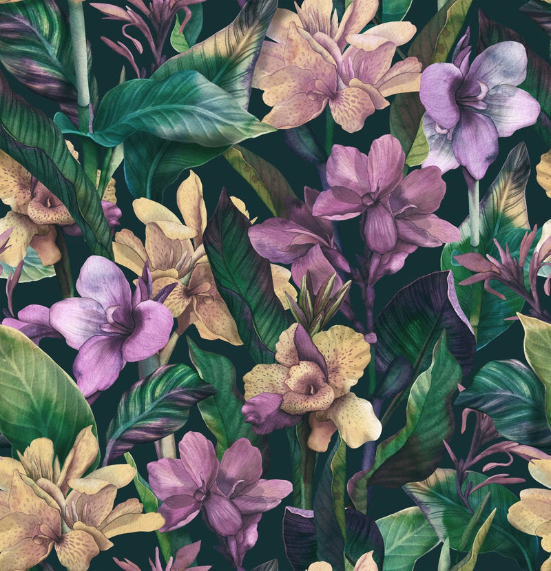 Fashionable Modern Violet Flowers Wallpaper