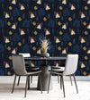Dark Floral and Mushrooms Pattern Wallpaper