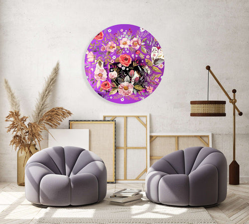 Vintage Berries and Flowers Printed Mirror Acrylic Circles