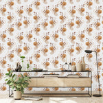 Beige Pattern with Herbs Wallpaper