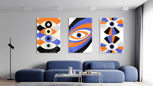Eyes Pattern Set of 3 Prints Modern Wall Art Modern Artwork