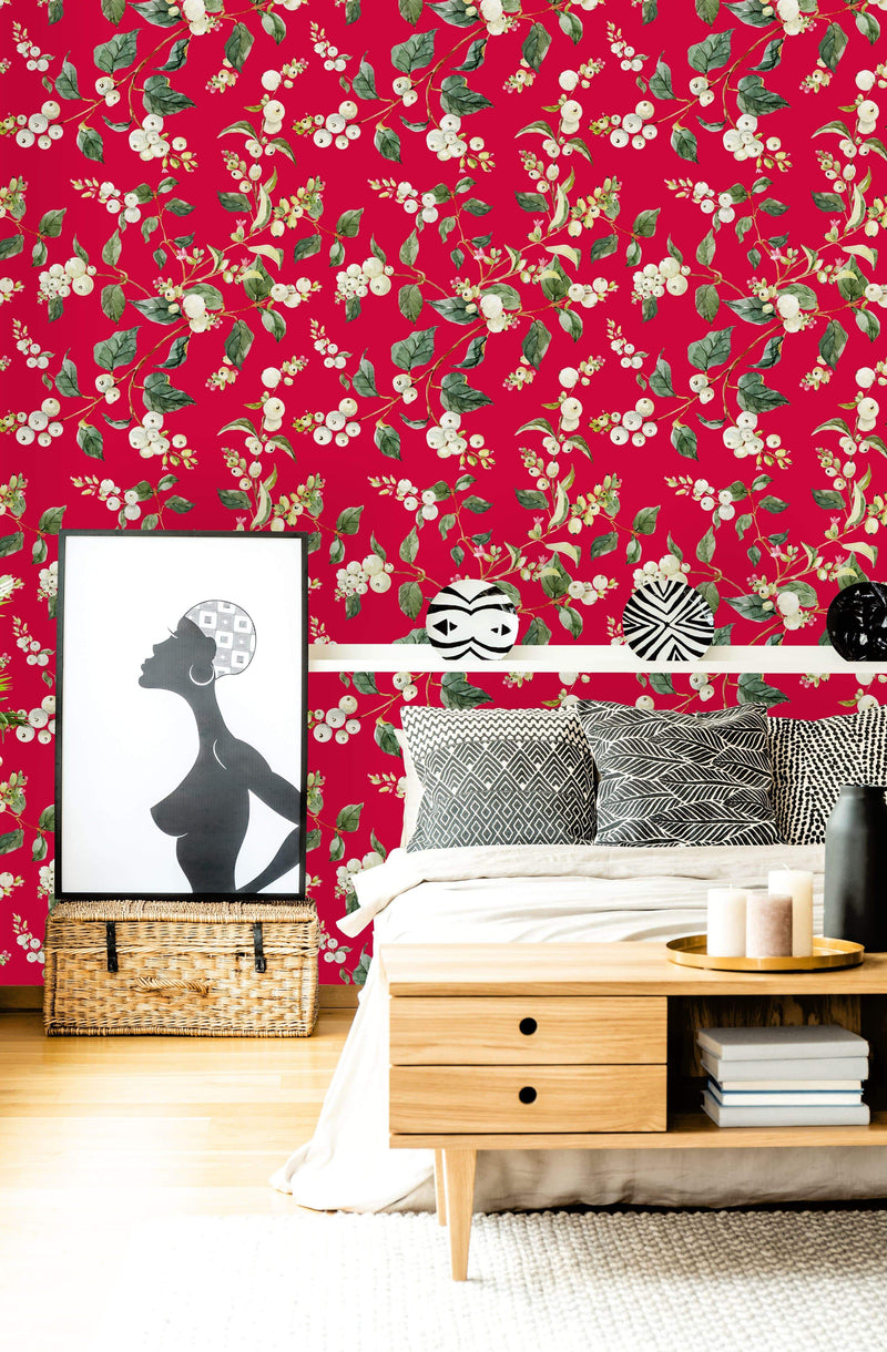 Vintage Berries and Leaves Wallpaper