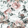 Vintage Bouquet Of Peonies Blue and Grey Wallpaper Mural