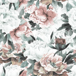 Vintage Bouquet Of Peonies Blue and Grey Wallpaper Mural