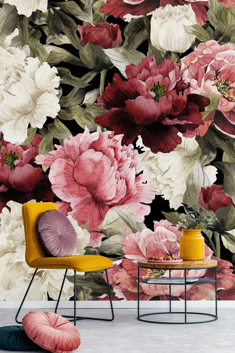 Vintage Giant Peonies Wallpaper Mural