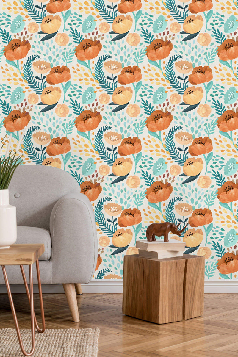 Stylish Vintage Poppy Flowers Wallpaper Vogue