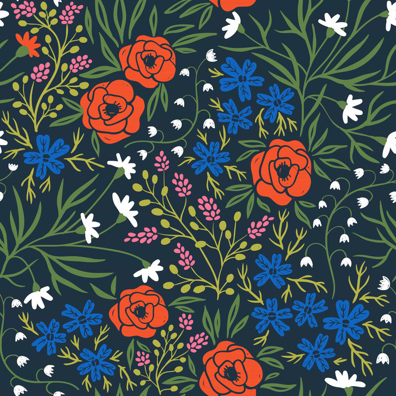 Contemporary Vintage Poppy Flowers Wallpaper Tasteful
